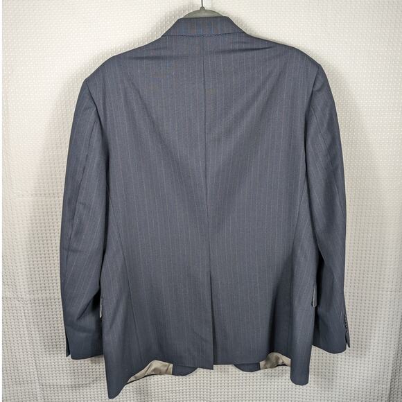 Johnny Carson 42R Gray Pinstripe Blazer Men Tailored in USA Union Made for Belk - Picture 2 of 6